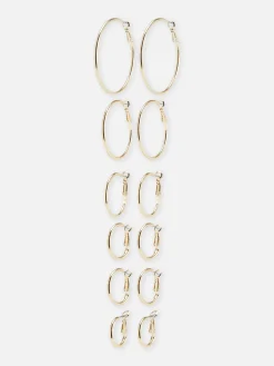 6-Pack Multi Size Hoop Earrings|Primark Outlet