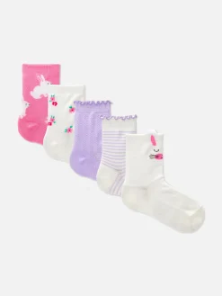 5-Pack Rabbit Socks|Primark New