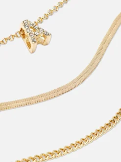 3-Pack Rhinestone Initial Bracelets|Primark