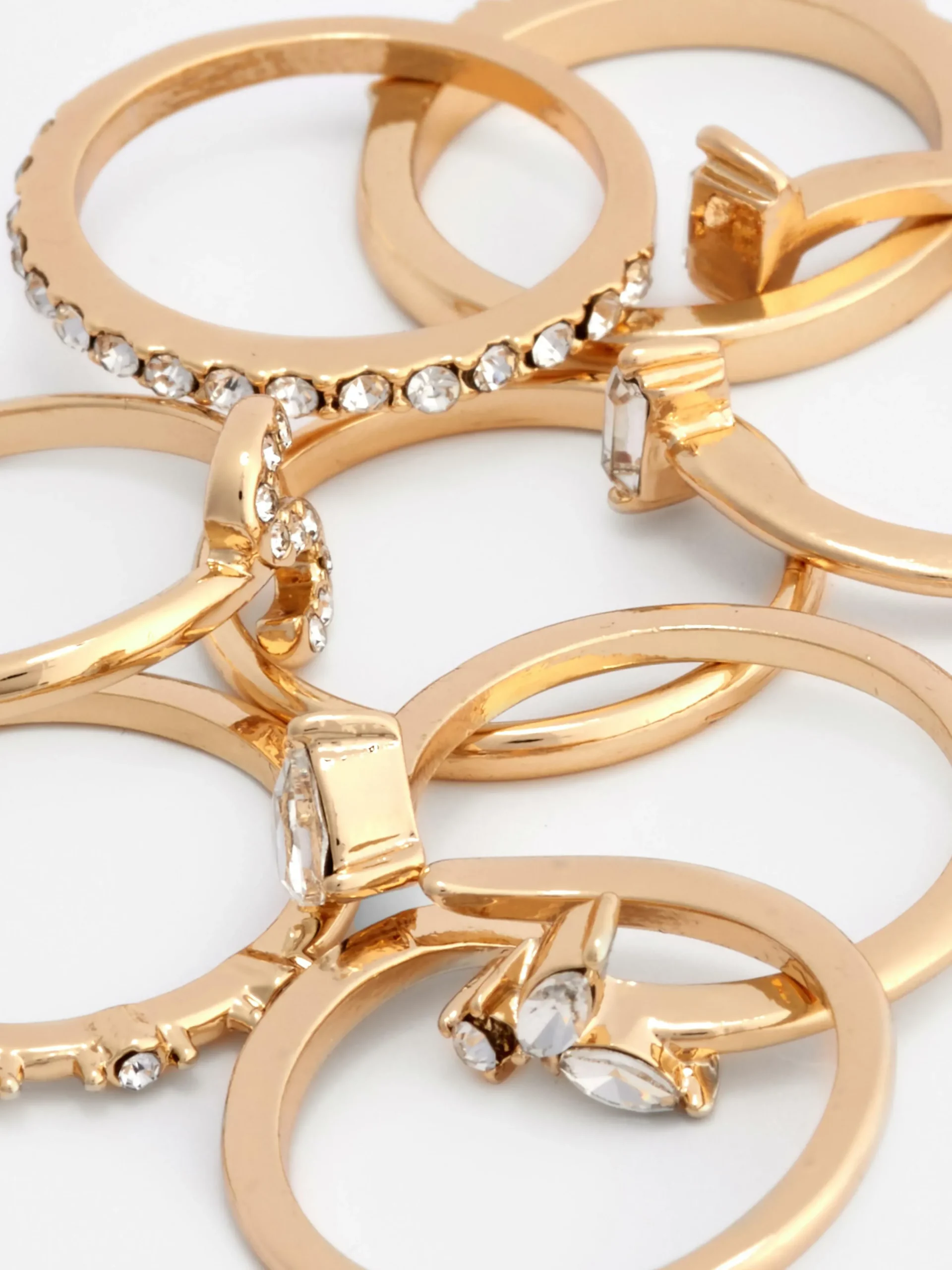 8-Pack Rhinestone Initial Rings|Primark Online