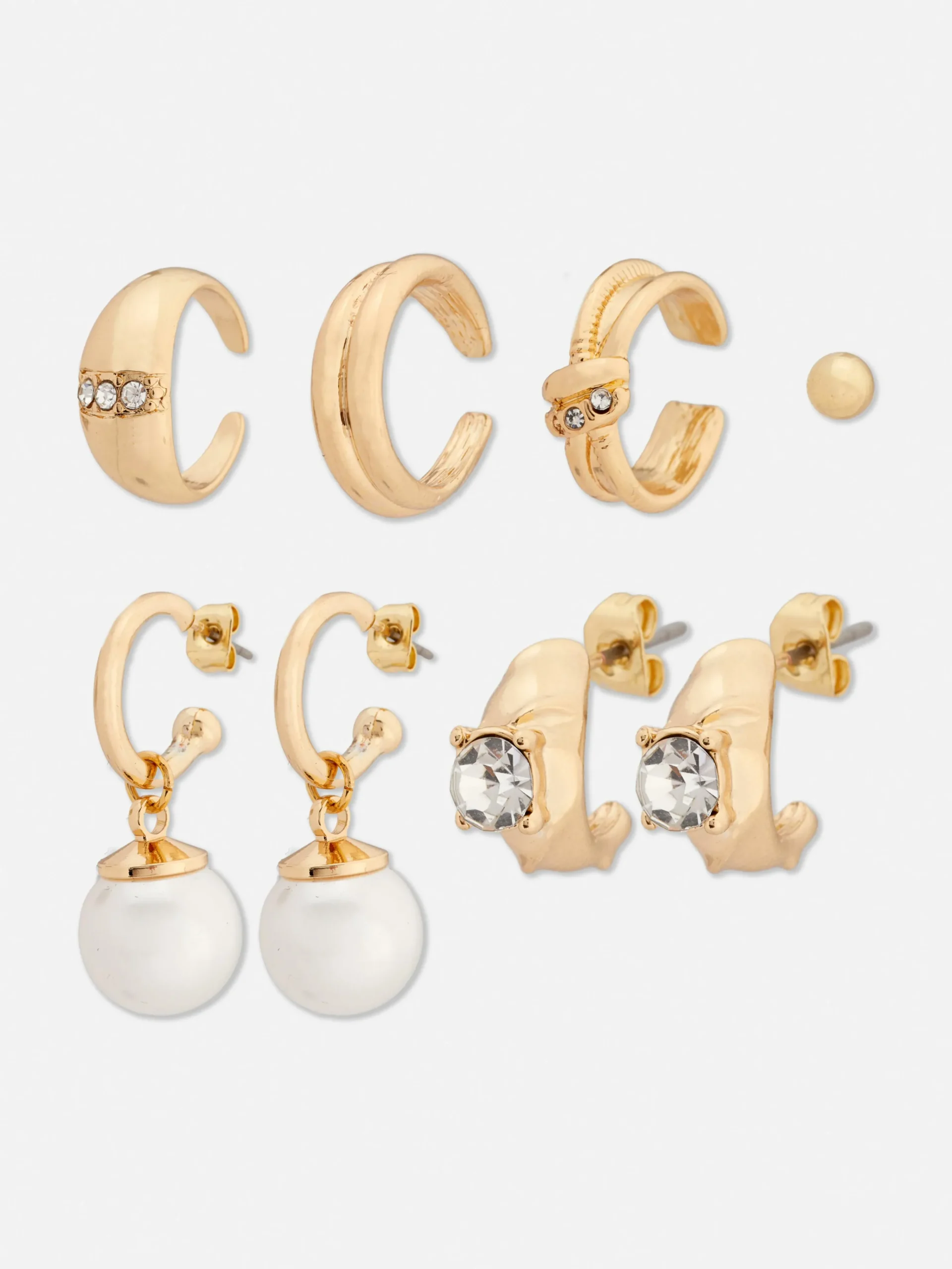 6-Pack Rhinestone Stud And Huggie Earrings|Primark Sale