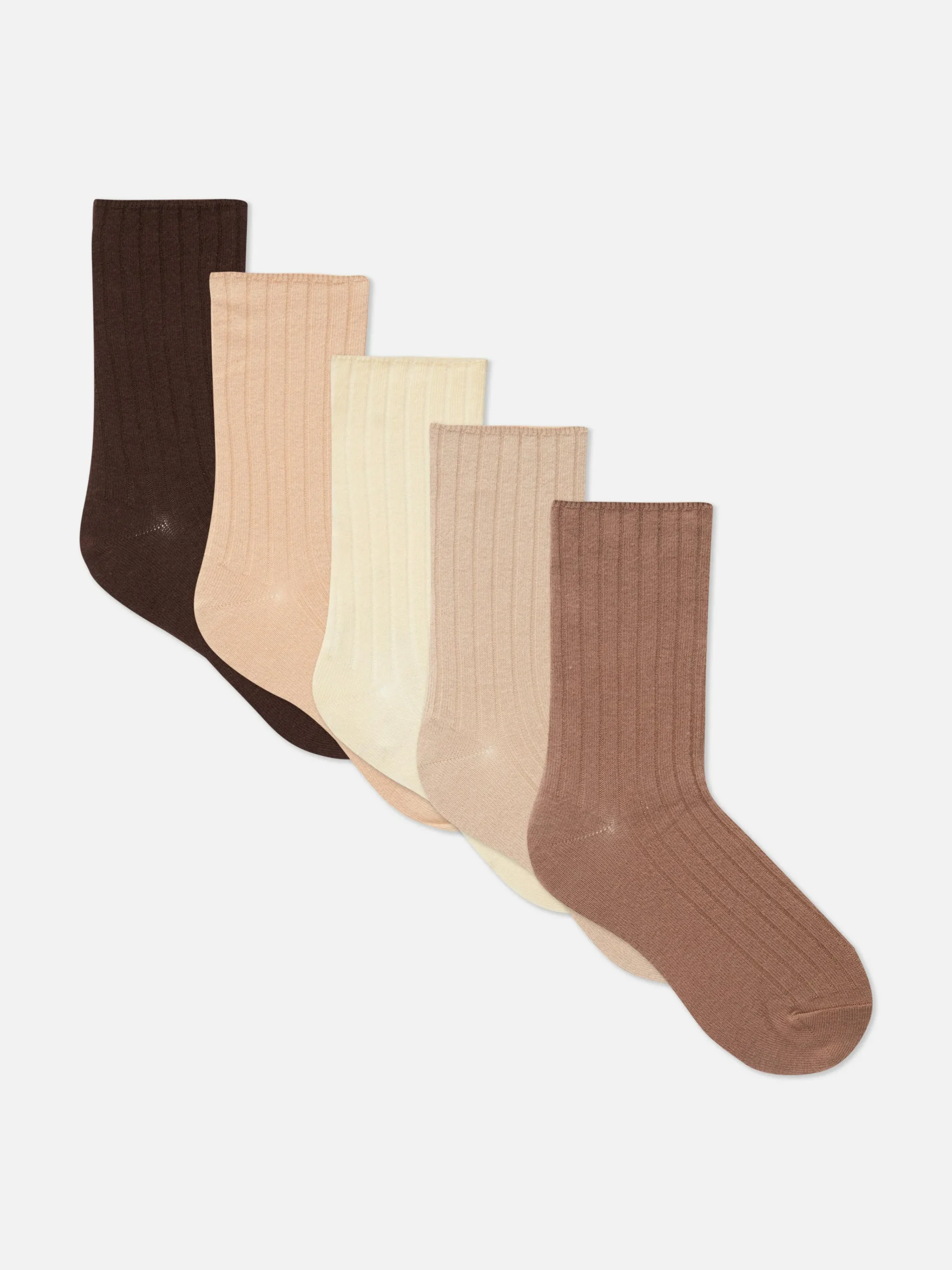 5-Pack Ribbed Crew Socks|Primark Clearance