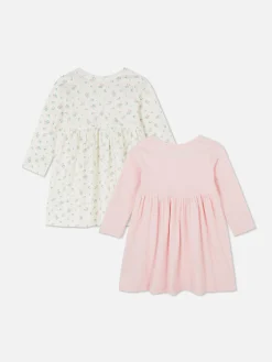2-Pack Ribbed Long Sleeve Dresses|Primark Outlet