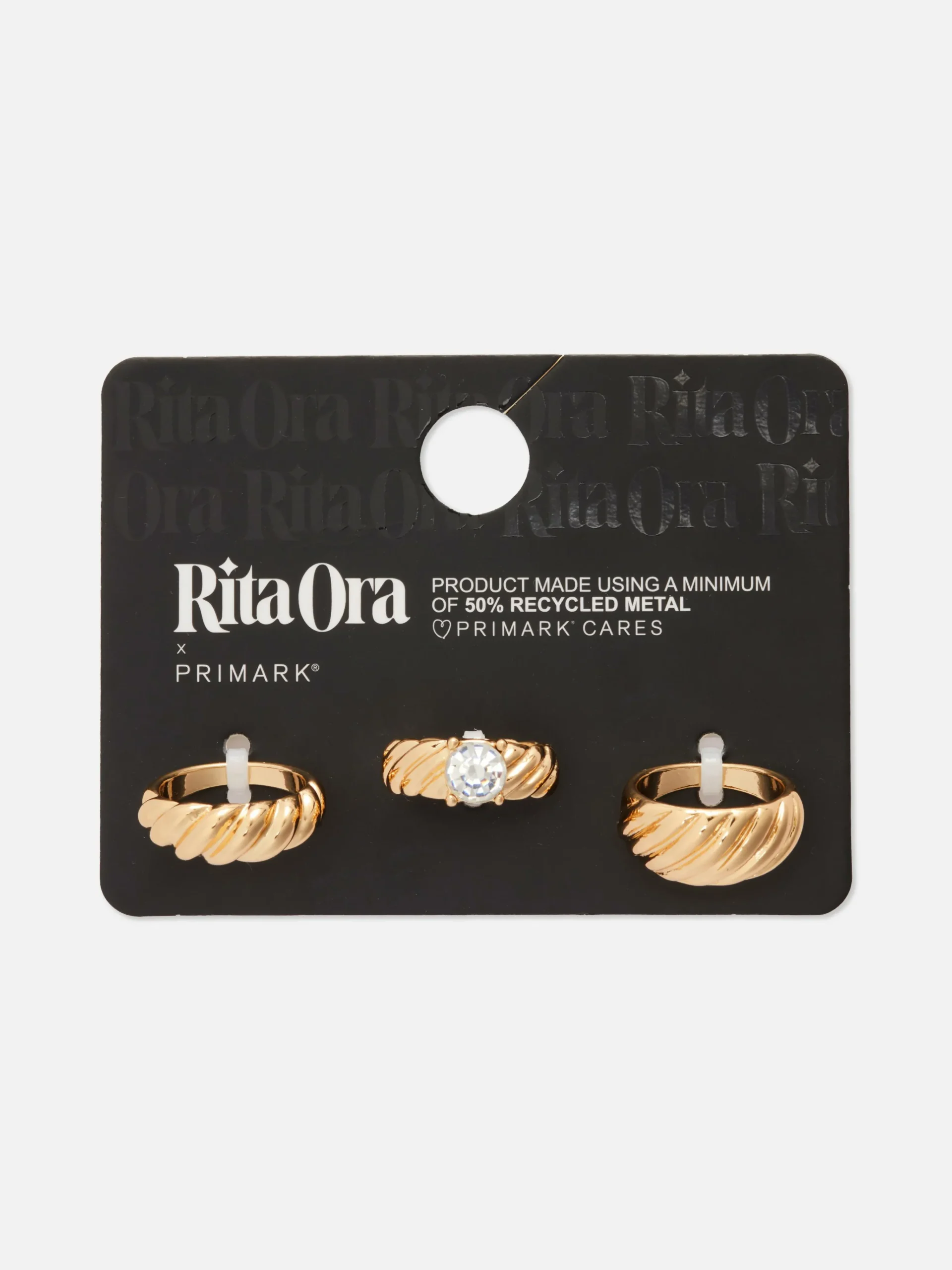 3-Pack Rita Ora Ridged Stacking Rings|Primark Outlet
