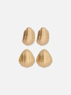 2-Pack Rita Ora Shell Hoop Earrings|Primark Online