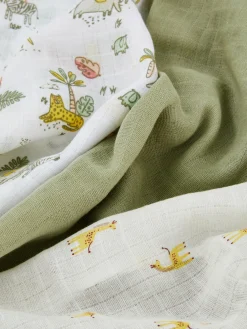 3-Pack Safari Burp Cloths|Primark