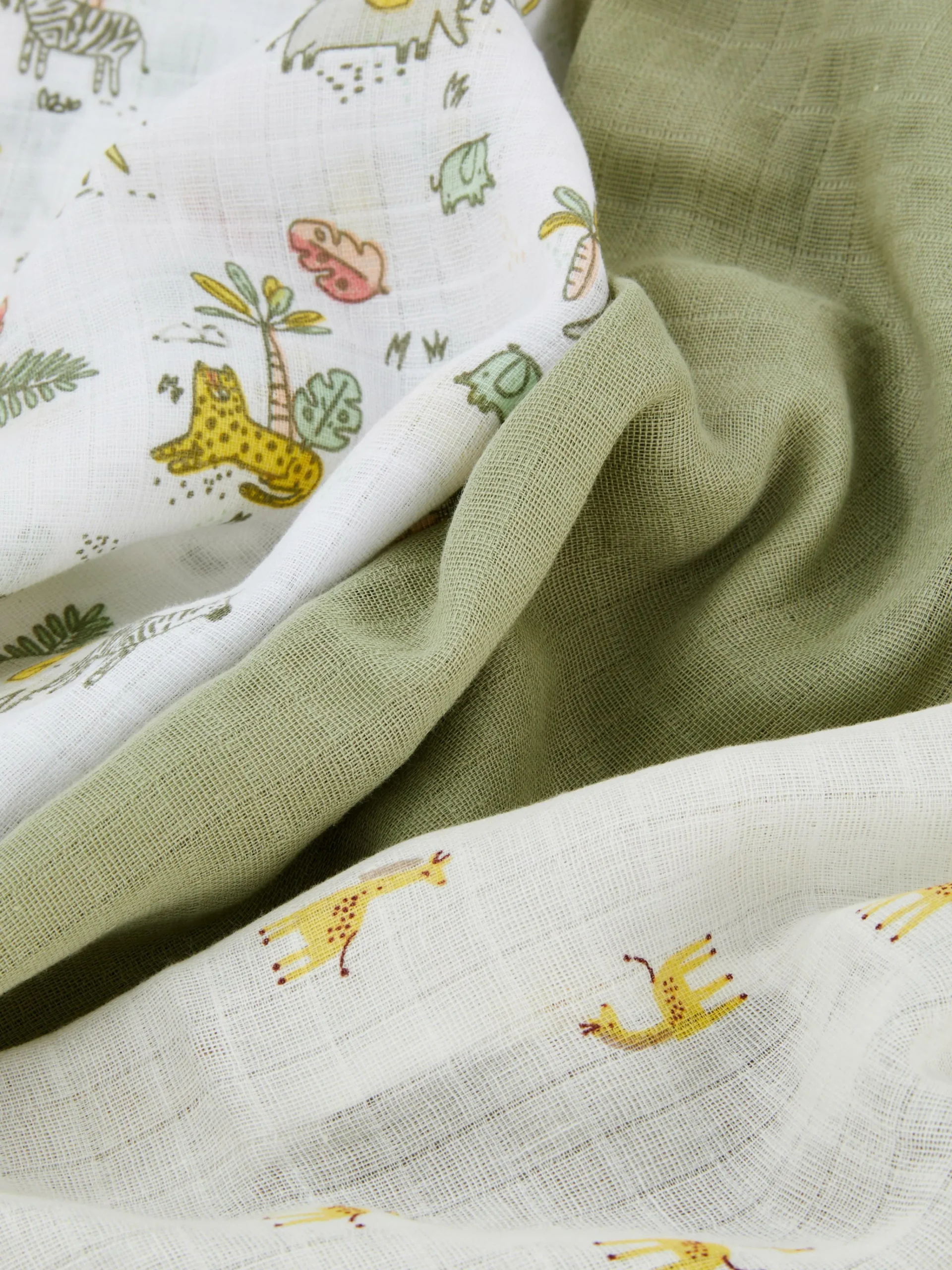 3-Pack Safari Burp Cloths|Primark