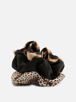 3-Pack Satin Animal Print Scrunchies|Primark Clearance