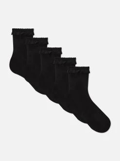 5-Pack Scallop Lace Trim Ankle Socks|Primark Clearance