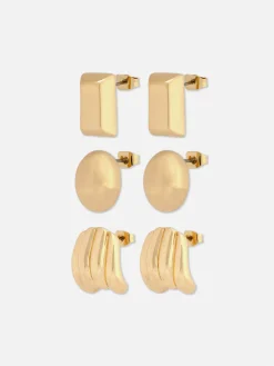 3-Pack Sculptural Stud Earrings|Primark