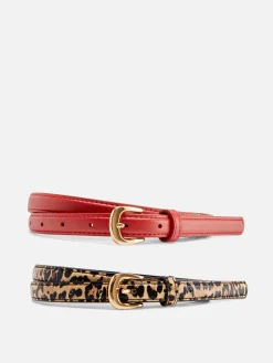 2-Pack Skinny Faux Leather Belts|Primark Clearance