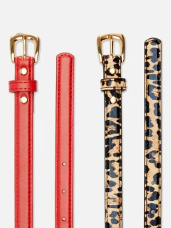 2-Pack Skinny Faux Leather Belts|Primark Clearance