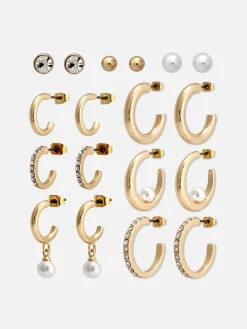 9-Pack Stud And Hoop Earrings|Primark Sale