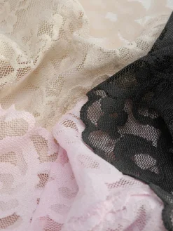 3-Pack Tonal Floral Lace Bandeau Thongs|Primark New