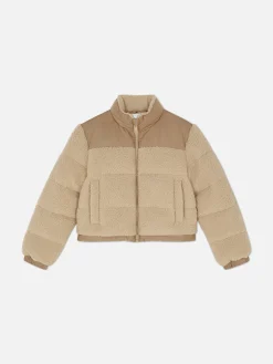 Panelled Borg Puffer Jacket|Primark Discount