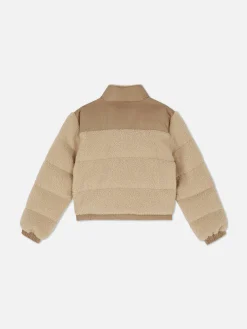 Panelled Borg Puffer Jacket|Primark Discount