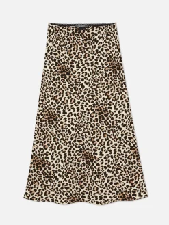 Picot Waistband Leopard Print Midi Skirt|Primark Hot