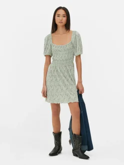 Plissé Shirred Mini Dress|Primark Outlet