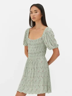 Plissé Shirred Mini Dress|Primark Outlet