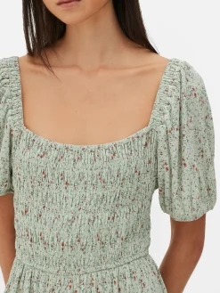 Plissé Shirred Mini Dress|Primark Outlet