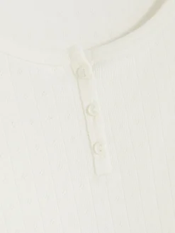 Pointelle Long Sleeve Pajama Top|Primark Discount