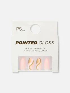 PS Pointed Gloss Swirl Faux Nails|Primark New