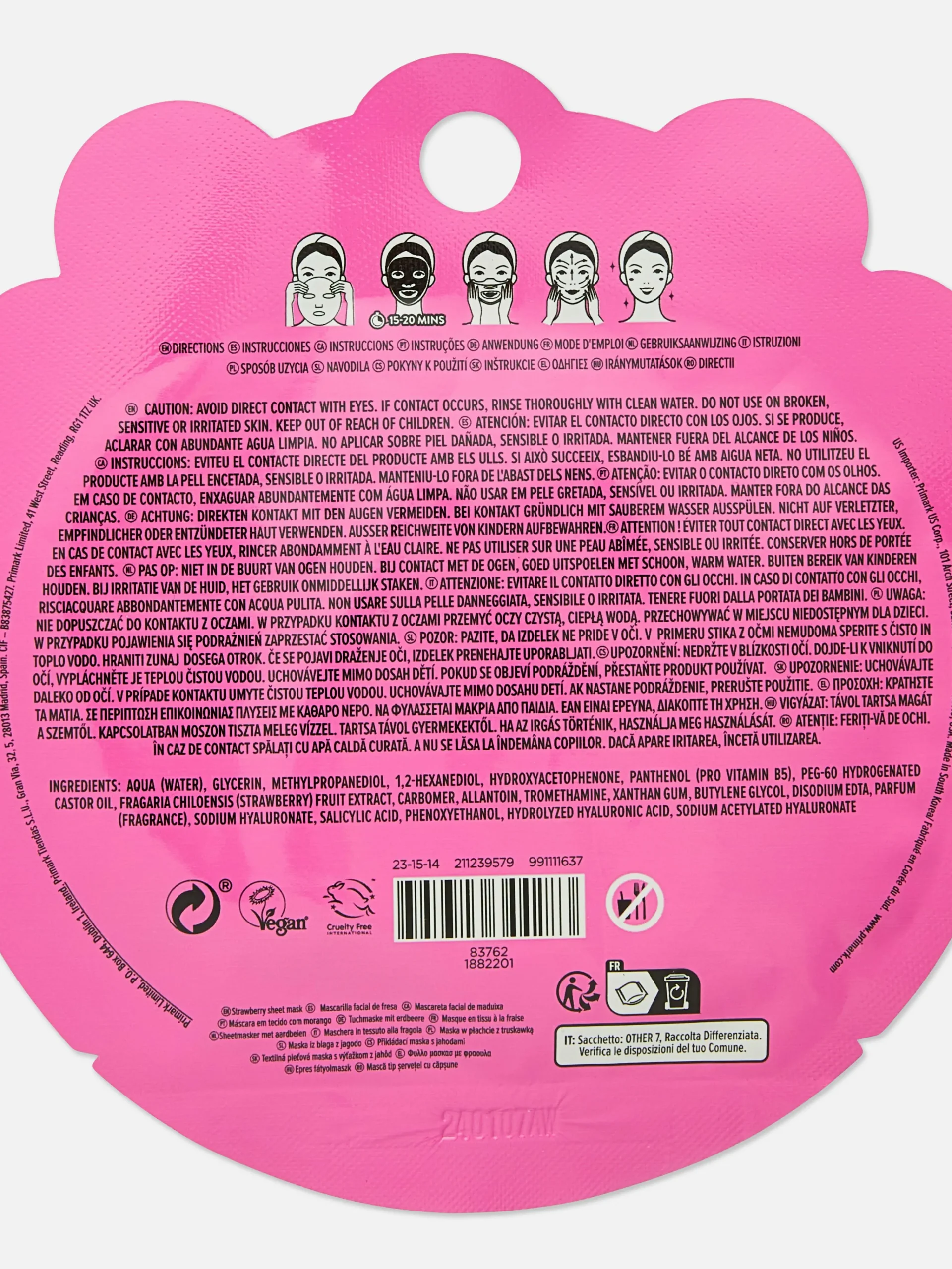 PS Radiate Strawberry Sheet Mask|Primark Outlet