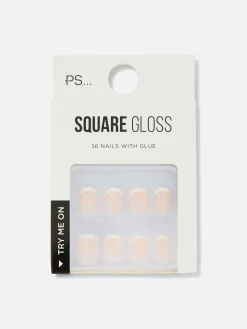 PS Square French Tip Gloss Faux Nails|Primark Discount