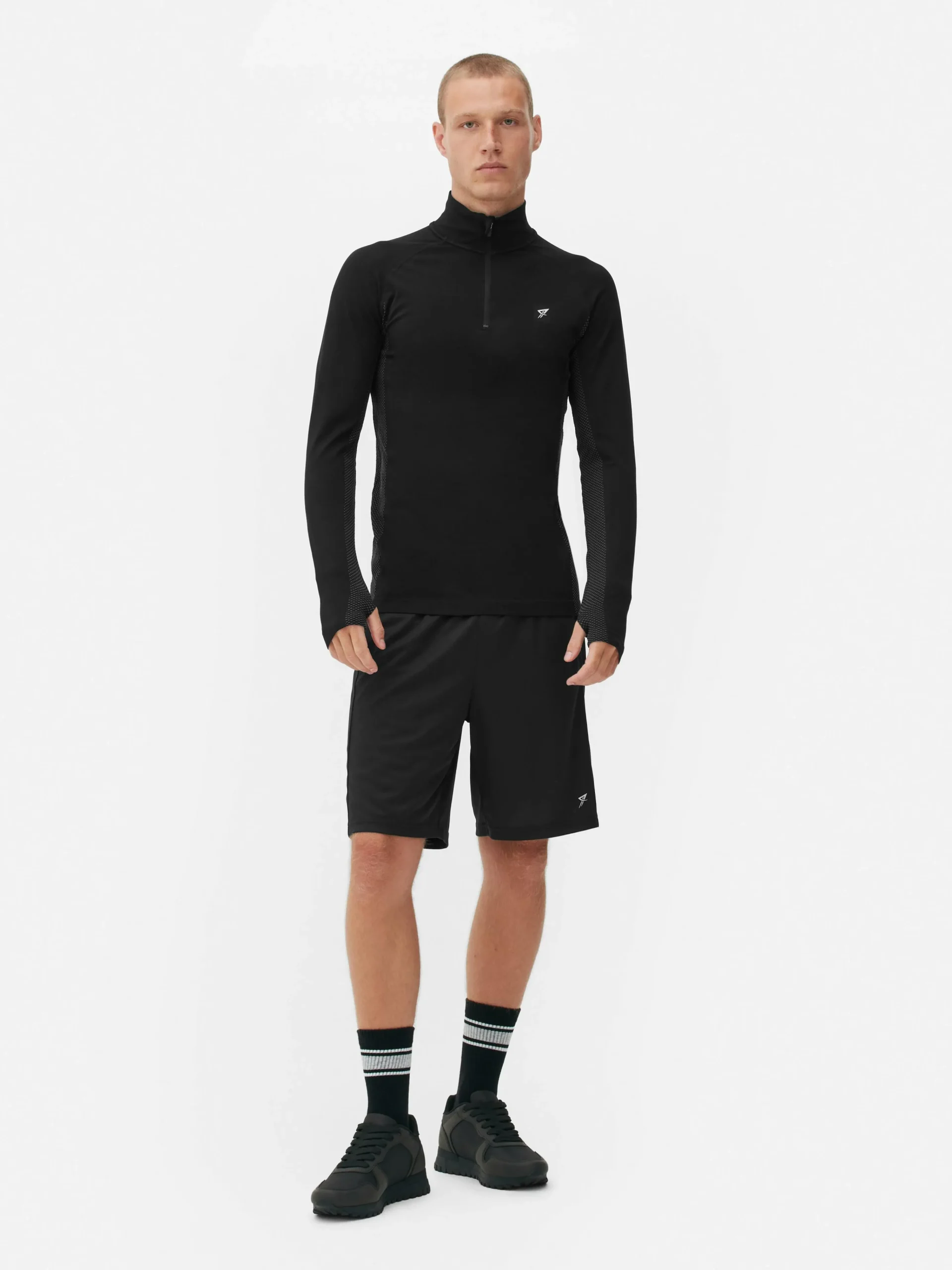 Quarter-Zip Long Sleeve Gym Top|Primark Clearance