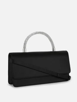 Rhinestone Handle Satin Crossbody Bag|Primark New