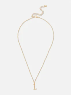 Rhinestone Initial Pendant Necklace|Primark Discount