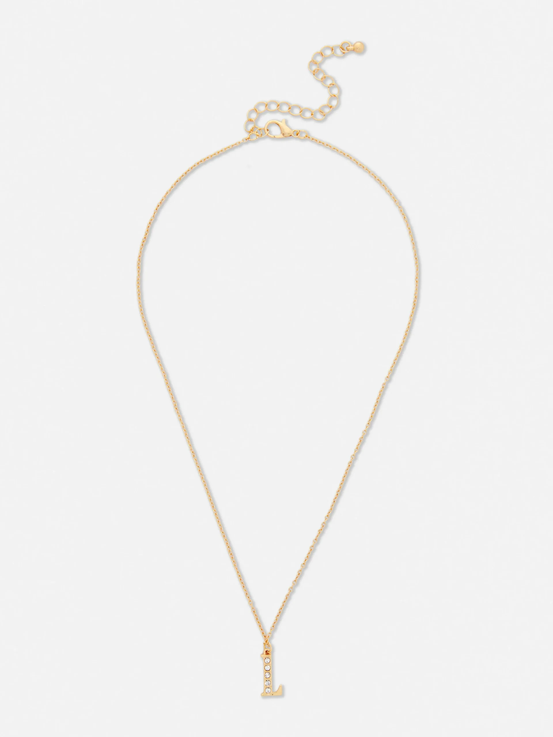 Rhinestone Initial Pendant Necklace|Primark Discount