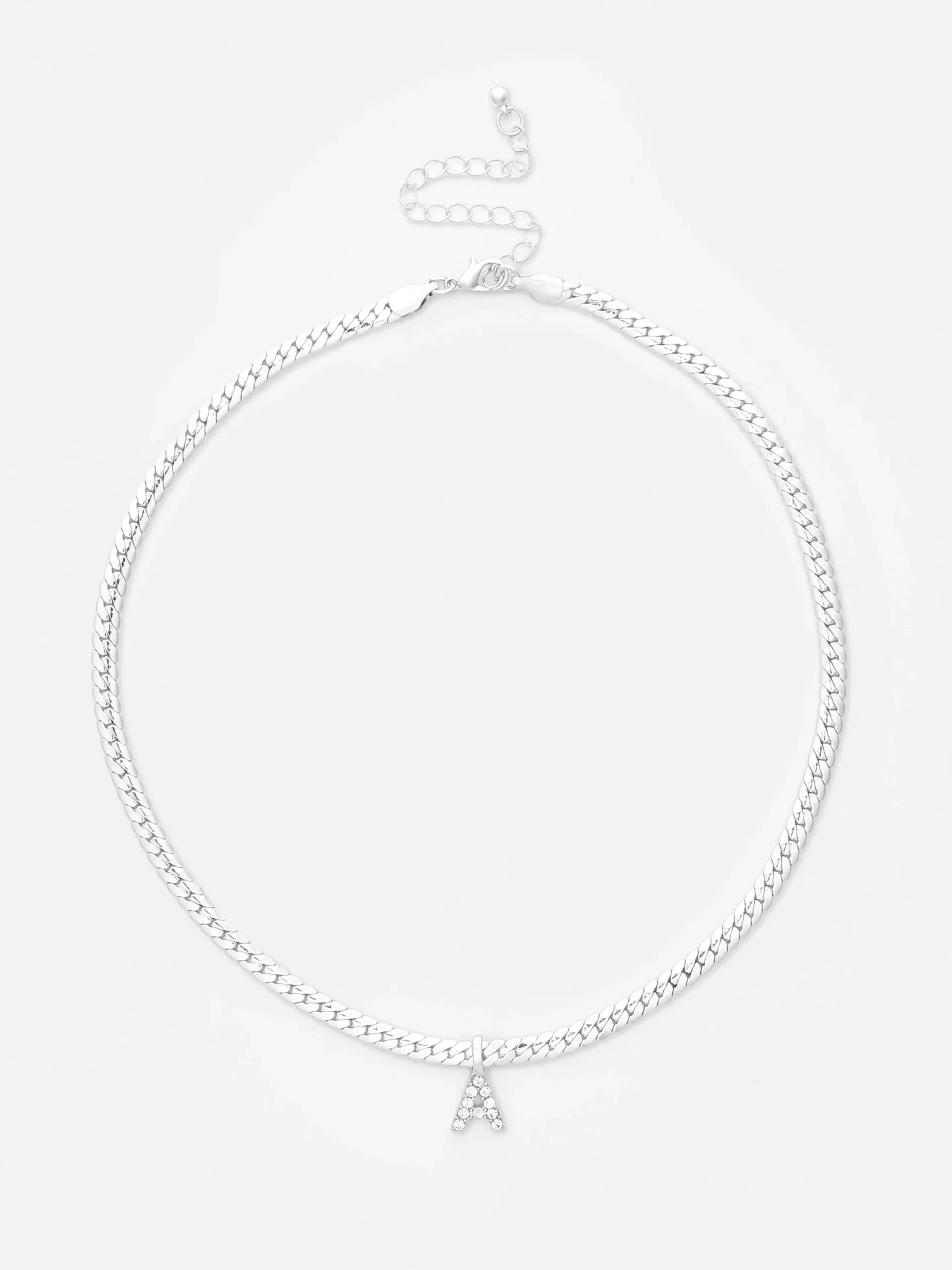 Rhinestone Initial Snake Chain Necklace|Primark Online
