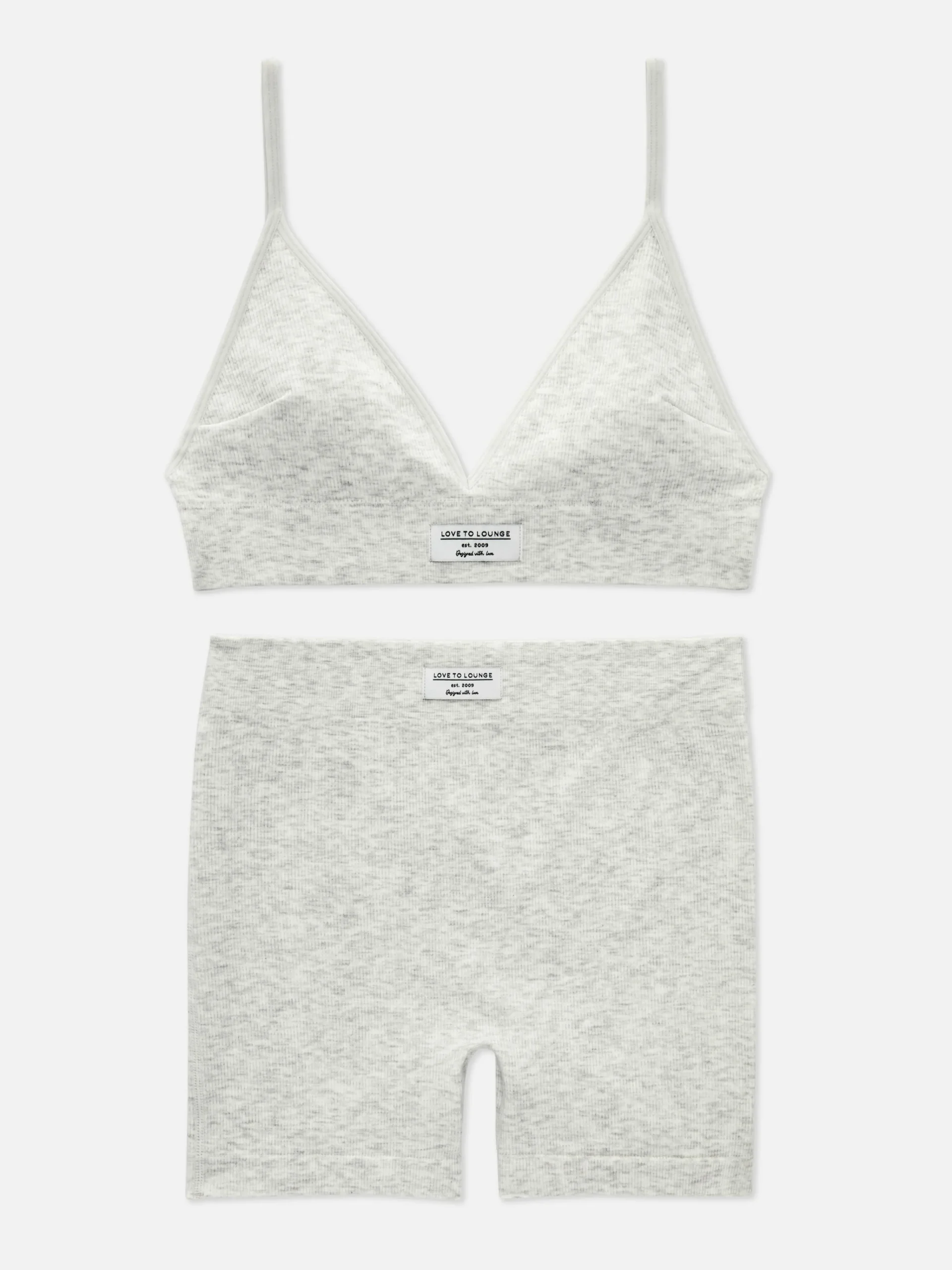Ribbed Bralette And Shorts Lounge Set|Primark