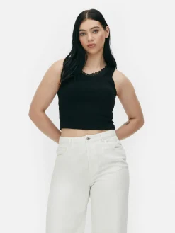 Ribbed Lace Trim Tank|Primark Outlet
