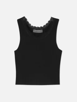 Ribbed Lace Trim Tank|Primark Outlet
