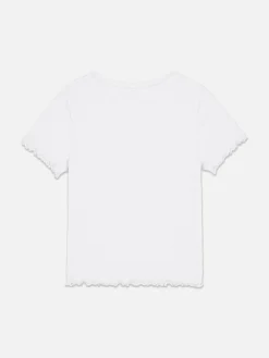 Ribbed Lettuce Trim T-Shirt|Primark