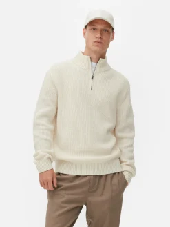 Rib-Knit Half-Zip Sweater|Primark Clearance