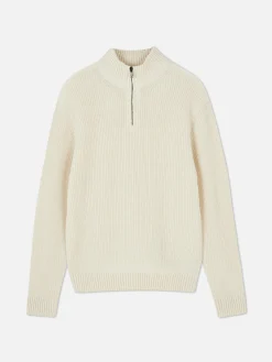 Rib-Knit Half-Zip Sweater|Primark Clearance