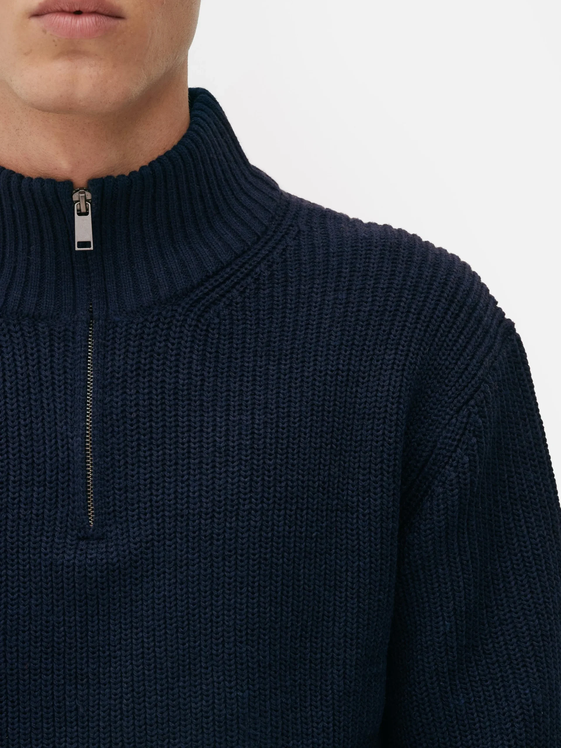 Rib-Knit Half-Zip Sweater|Primark