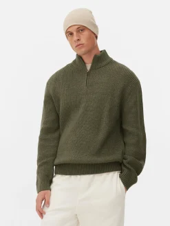 Rib-Knit Half-Zip Sweater|Primark