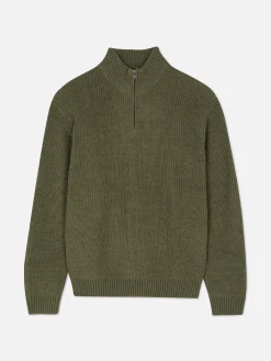 Rib-Knit Half-Zip Sweater|Primark
