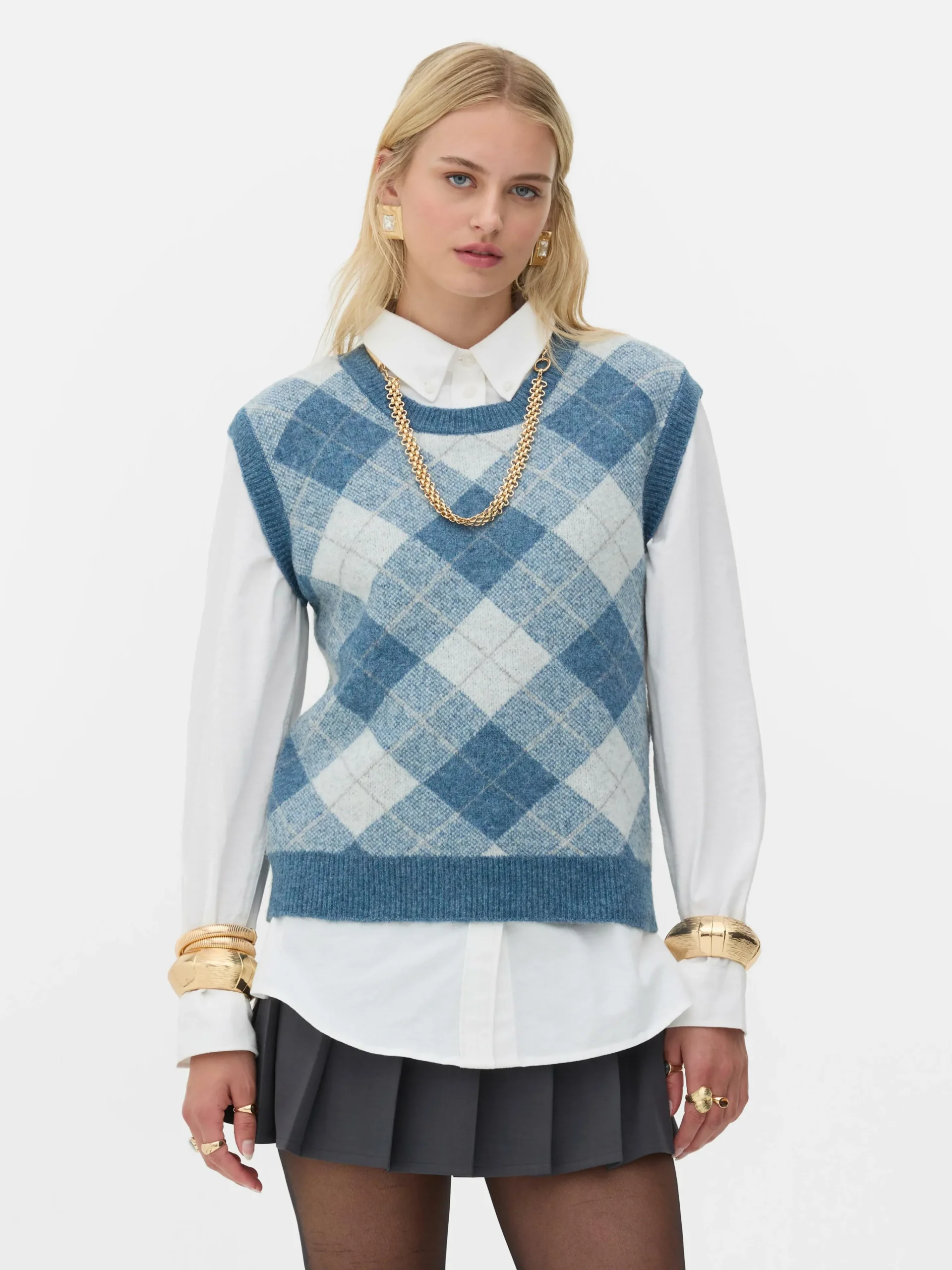 Rita Ora Argyle Knit Vest|Primark Outlet