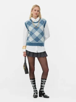 Rita Ora Argyle Knit Vest|Primark Outlet