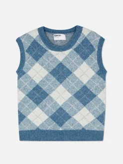 Rita Ora Argyle Knit Vest|Primark Outlet