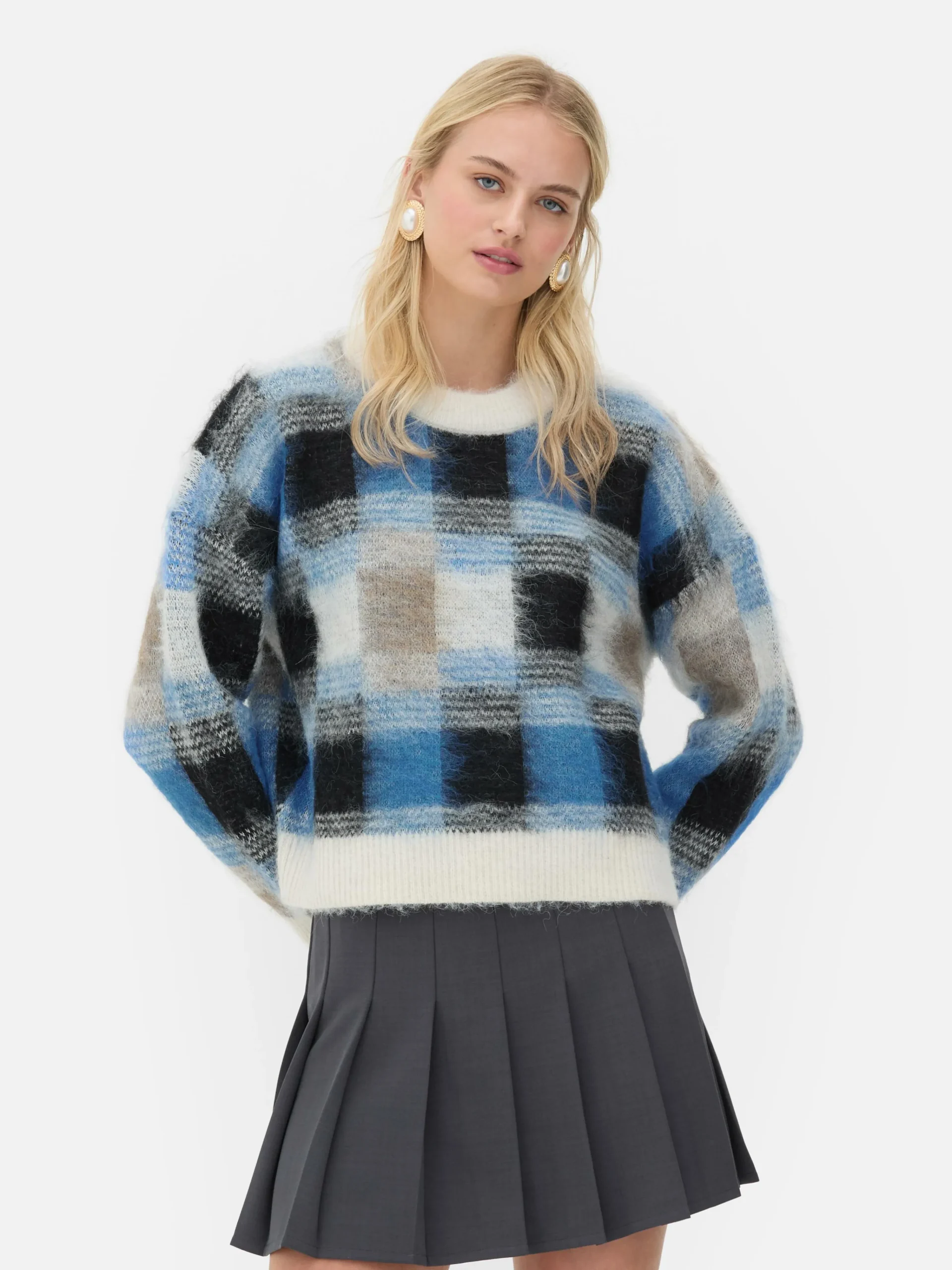 Rita Ora Brushed Check Pullover|Primark Clearance