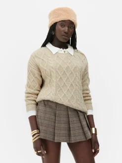 Rita Ora Buttoned Cable Knit Sweater|Primark Online