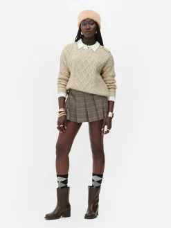 Rita Ora Buttoned Cable Knit Sweater|Primark Online