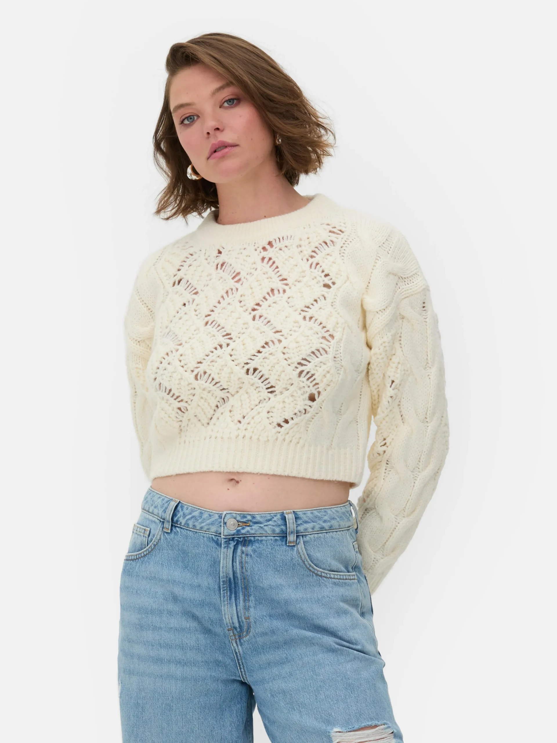Rita Ora Open Stitch Cable Knit Sweater|Primark Outlet