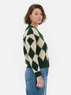 Rita Ora V-Neck Argyle Sweater|Primark New